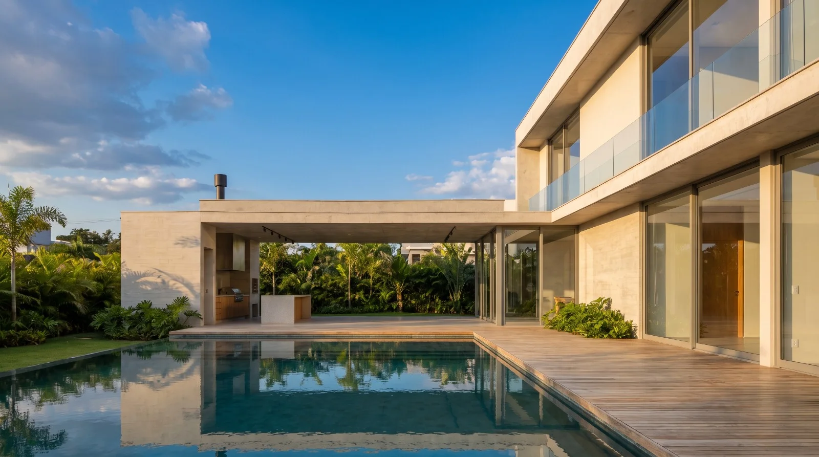Casa contemporânea com piscina e jardim — arquitetura UPI